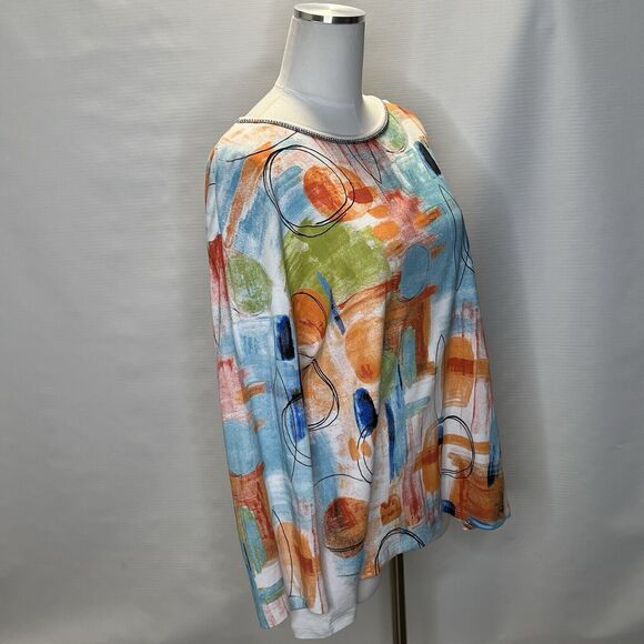 Jess Jane Shirt Women's XL Vienna Soft Knit 3/4 Sleeve Top Multicolor Art Wear - Picture 2 of 8
